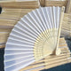 White satin folding hand fan with Bride lettering on wooden ribs