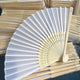 White satin folding hand fan with Bridesmaid lettering on wooden ribs