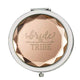 Compact makeup mirror with faceted lid and Bride Tribe lettering