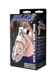 Steel Blue Line Enslave Cock Cage in retail packaging