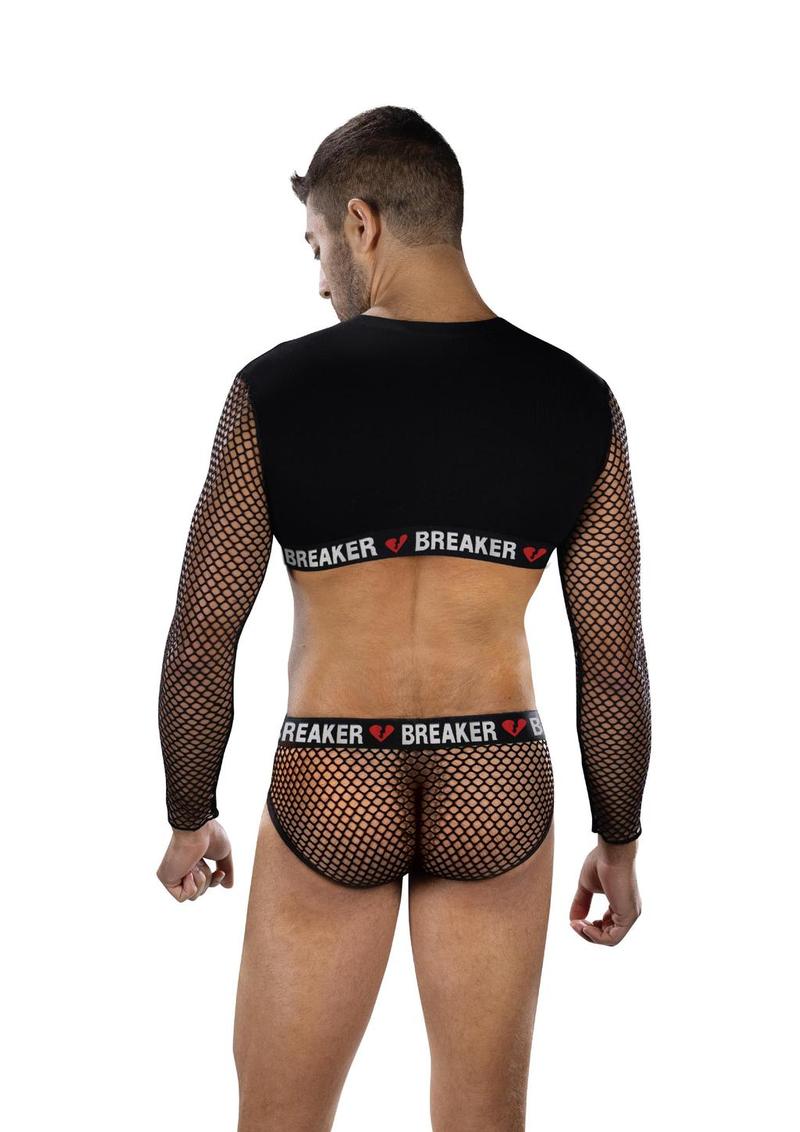 Envy Menswear Heartbreaker Mesh Crop Top and Briefs Set