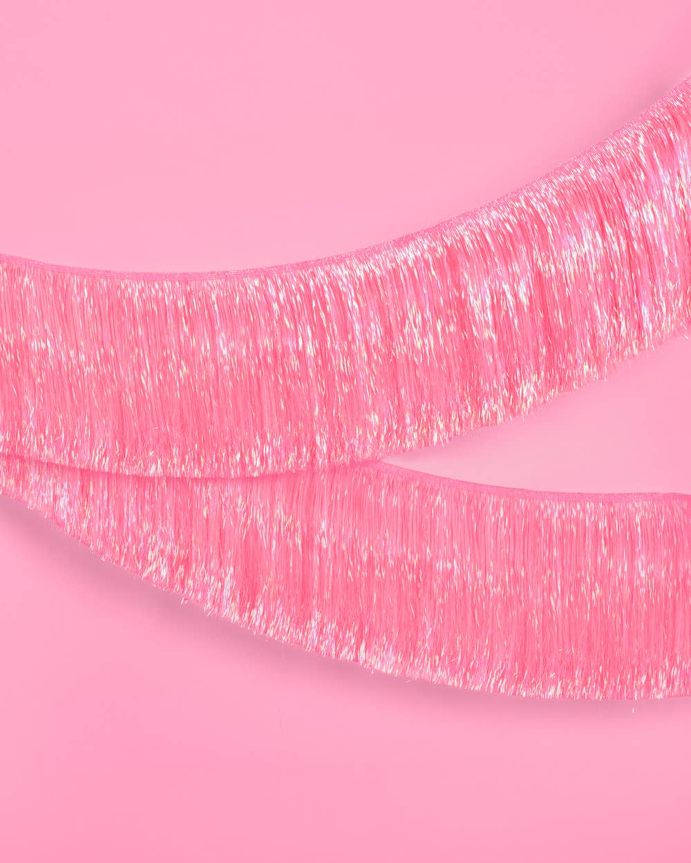 Pink holographic foil tinsel fringe party banner