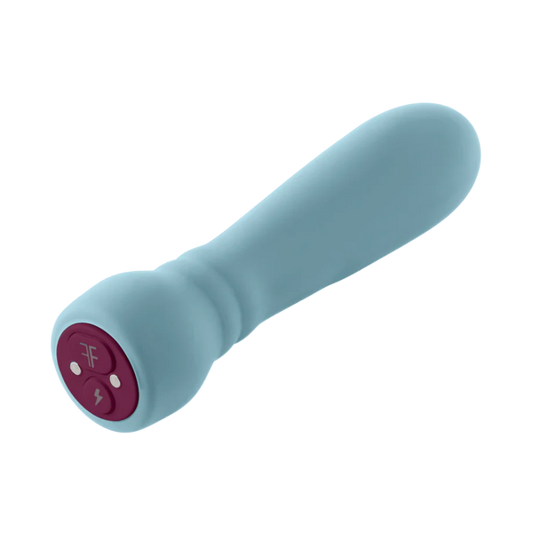 FemmeFunn Booster Bullet Massager Silicone Vibrator – light blue, side view