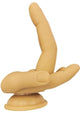 Finger Fest Double Up Silicone Dildo in Vanilla, side view on suction base