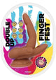 Finger Fest Double Up Silicone Dildo in Caramel, retail packaging