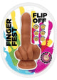 Finger Fest Flip Off Silicone Dildo in Caramel, retail packaging