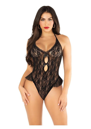 Leg Avenue Floral Lace Halter Bodysuit