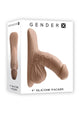 Gender X Silicone Packer Dildo in Caramel, retail packaging