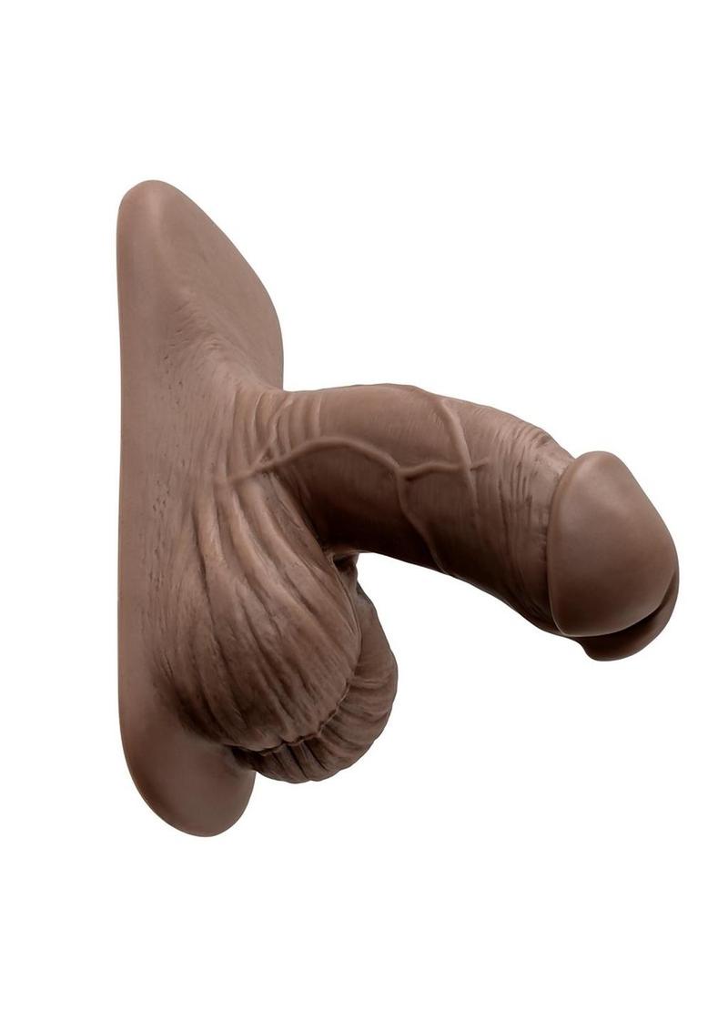 Gender X Silicone Packer Dildo in Chocolate, profile view