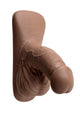 Gender X Silicone Packer Dildo in Chocolate, angled side view