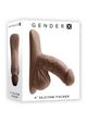 Gender X Silicone Packer Dildo in Chocolate, retail packaging