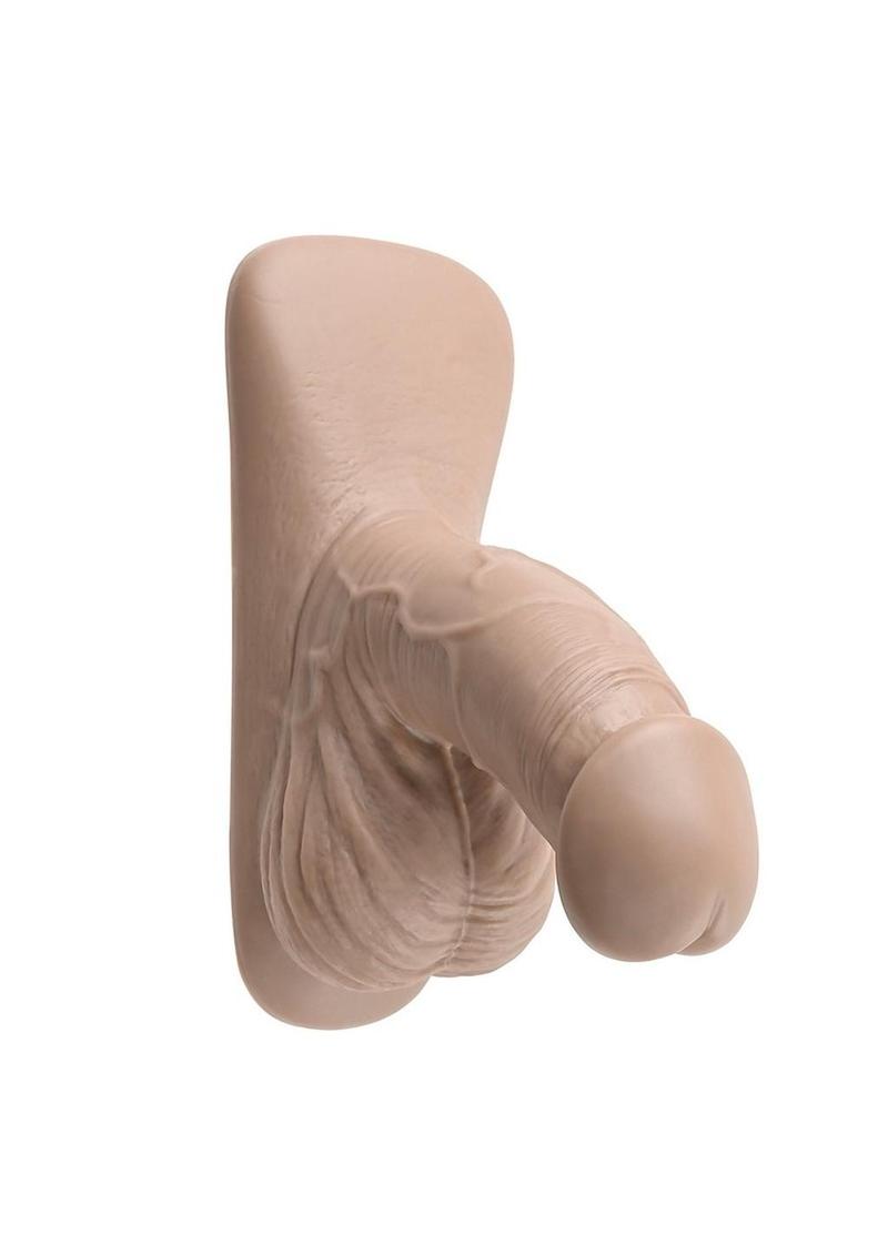 Gender X Silicone Packer Dildo in Vanilla, angled side view