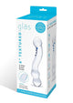 Glas Curved G-Spot Glass Textured Dildo, retail packaging