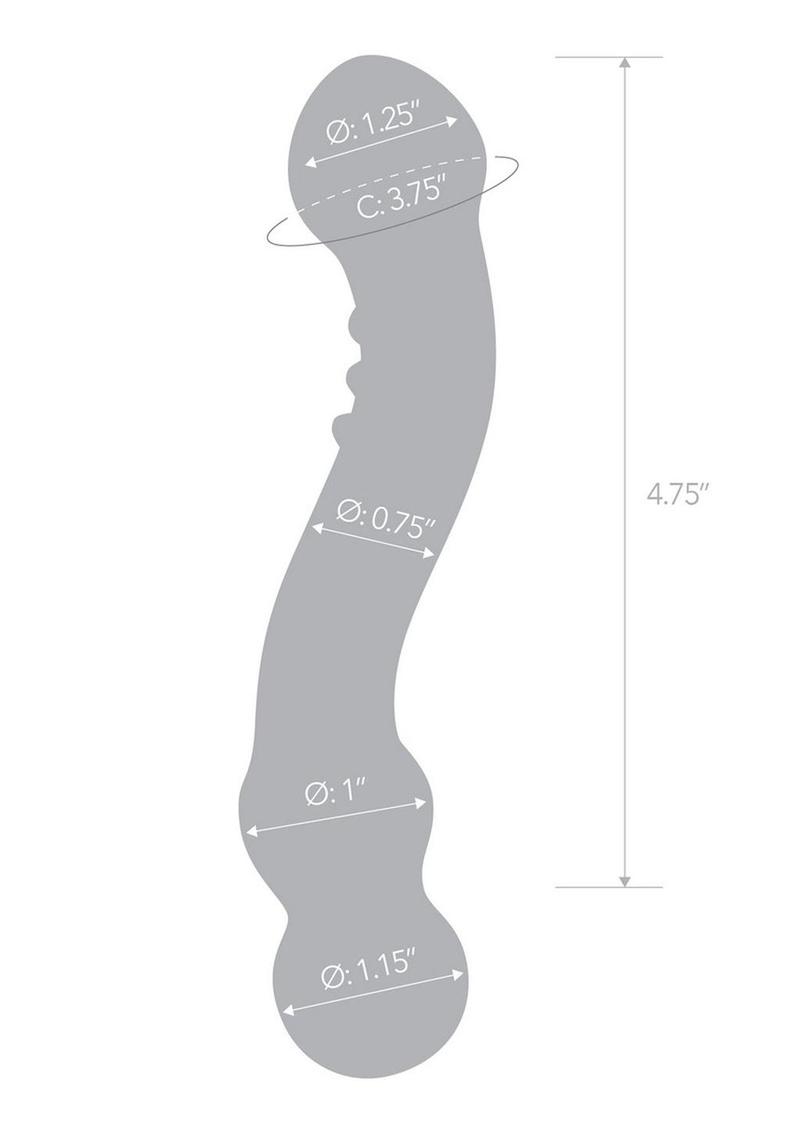 Glas Curved G-Spot Glass Textured Dildo dimensions diagram
