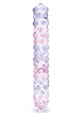 Glas Purple Rose Glass Nubby Dildo in Clear with pink nubs, front view