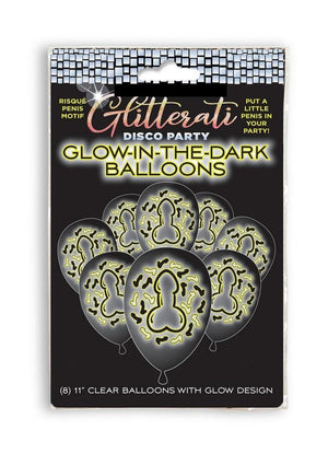 Glitterati Glow in the Dark Penis Balloons 8 Pack