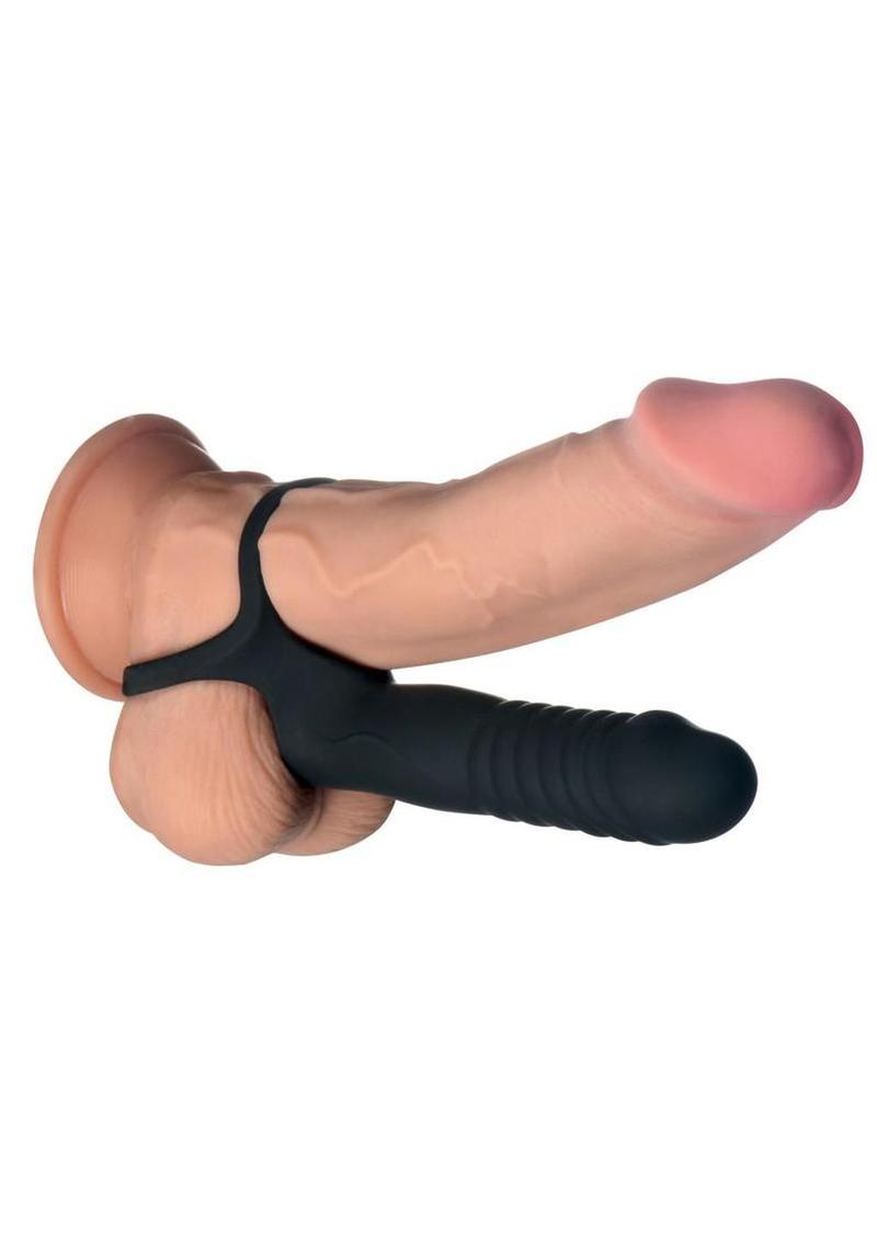 Jock Double Thrust Double Penetration Silicone Cock Ring W/ Remote