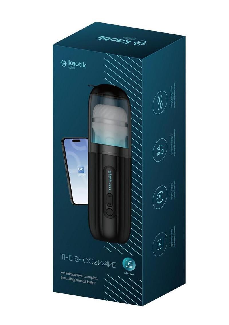 Kaotic Labs The Shockwave App Control Rechargeable Masturbator - Black/Blue