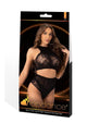 Lapdance Lingerie Crop Top and High Waist Hot Pants (2 Piece) - Os - Black