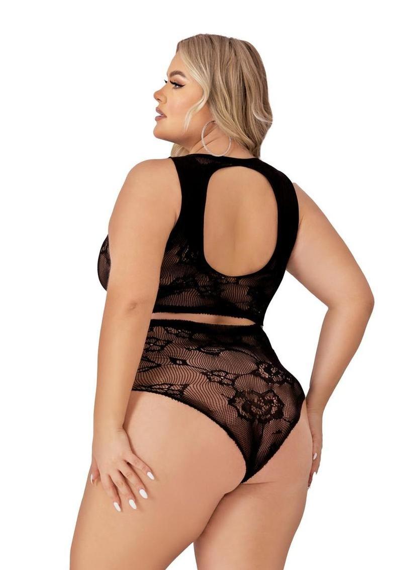 Lapdance Lingerie Crop Top and High Waist Hot Pants - 2pc Set