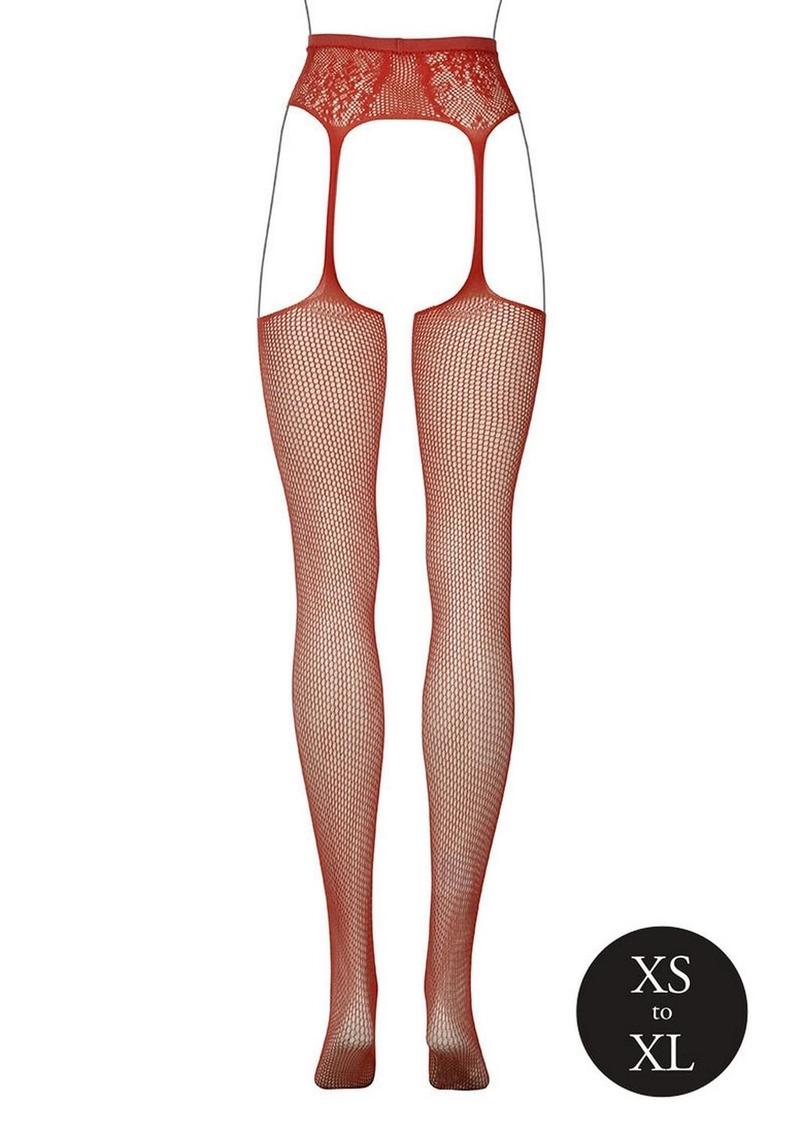 Le Desir Fishnet and Lace Garterbelt Stockings