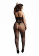 Le Désir Plus Size Fishnet Lace Open Crotch Halter Bodystocking