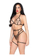 Leg Avenue DM After Dark Applique Bra and Panty 3pc Set