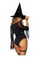 Leg Avenue Broomstick Babe Bodysuit with Lace Up Deep-V 2pc Set