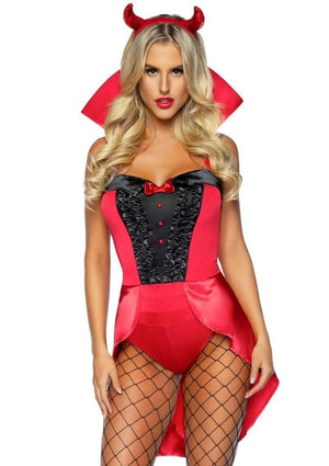 Leg Avenue Devilish Darling Tux and Tails Bodysuit 3pc Set