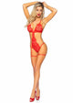 Leg Avenue 3 PC Eyelash Lace Garter Teddy and Robe 3pc Set