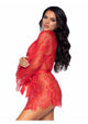 Leg Avenue Floral Lace Teddy with Cheeky Thong and Matching Lace Robe 3pc Set