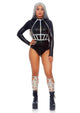Leg Avenue Iridescent Studded Vinyl Body Harness Silver