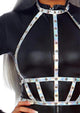Leg Avenue Iridescent Studded Vinyl Body Harness Silver