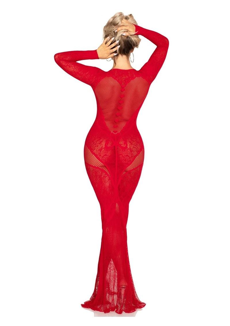 Leg Avenue Lace and Net Heart Keyhole Bodycon Gown