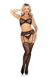 Leg Avenue Lace Bra Top with Mini Bow and V-Front G-String 3pc Set