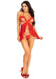 Leg Avenue Lace Flyaway Babydoll and Lace G-String 2pc Set