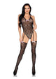 Leg Avenue Mini Heart Net Teddy with Attached Stockings