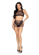 Leg Avenue Net and Lace Crop Top and Boy Shorts 2pc Set