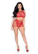 Leg Avenue Net and Lace Crop Top and Boy Shorts 2pc Set