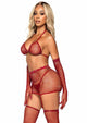 Leg Avenue Rhinestone Fishnet Garter Skirt 5pc Set