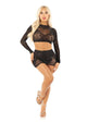 Leg Avenue Rhinestone Lace and Net Crop Top and Mini Skirt 2pc Set