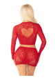 Leg Avenue Rhinestone Lace and Net Crop Top and Mini Skirt 2pc Set