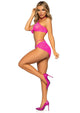 Leg Avenue Rhinestone Mesh Bra Top with Ring Accent, G-String and Sarong 3pc Set
