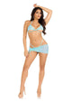 Leg Avenue Rhinestone Mesh Wrap Around Bra Top, G-String and Sarong 3pc Set