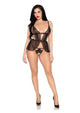 Leg Avenue Scalloped Lace and Mesh Babydoll 2pc Set