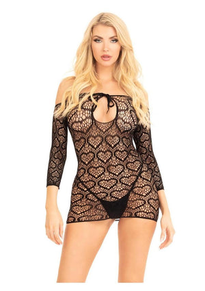 Leg Avenue Seamless Heart Net Mini Dress
