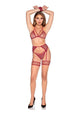 Leg Avenue All Tied Up Shimmer Bra and Panty 4pc Set