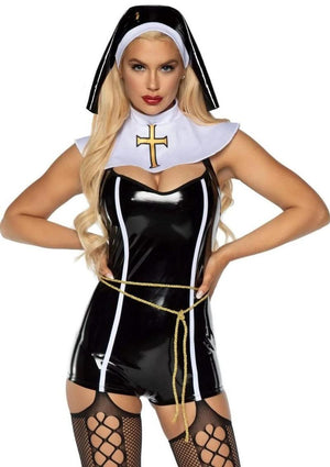 Leg Avenue Sinful Sister Vinyl Nun Costume 4pc Set
