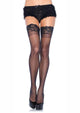 Leg Avenue Stay Up Lycra Sheer Thigh High with 3in Lace Top - Black - One Size