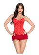 Red strapless satin corset by Leg Avenue with steel boning and lace-up back